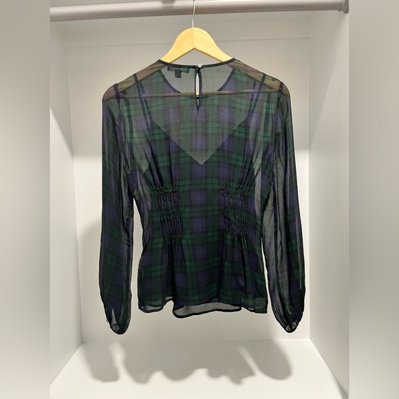 J crew Chiffon shirred-waist top in Black Watch tartan in
Cooper Green Blue sz 0 - Picture 6 of 12